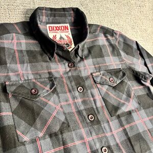 DIXXON Women's Charcoal and Crimson Plaid Shirt